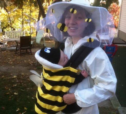 Beekeeper mom and baby
