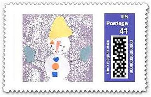 child's artwork inspired postal stamps