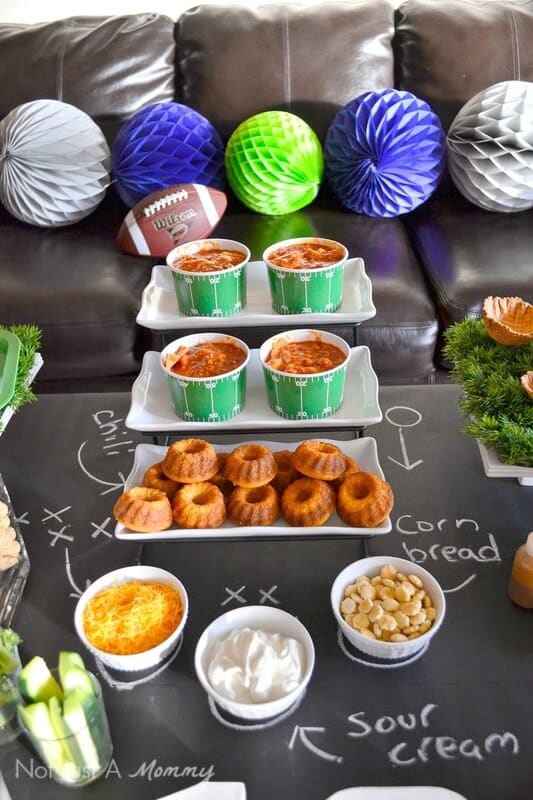 table as a chalkboard - superbowl party snacks