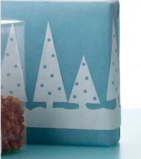 Wintery scene cut out gift wrap