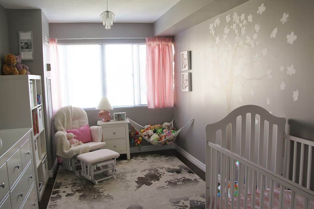 pink and gray nursery room