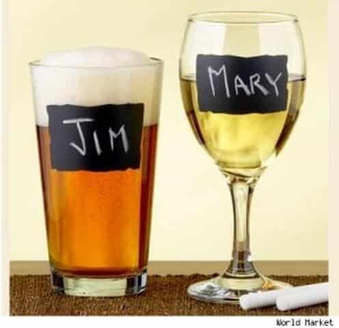 Get chalk labels to mark drinking glasses