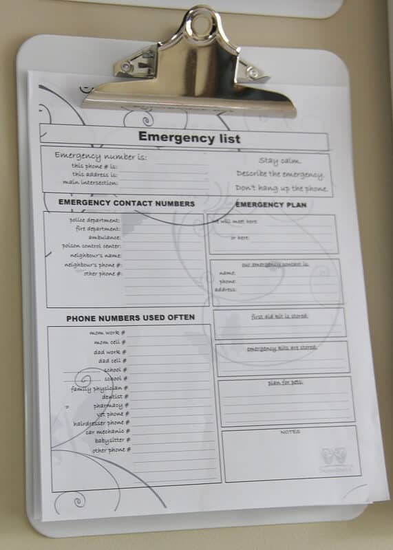 Emergency list - command center printable organizers 