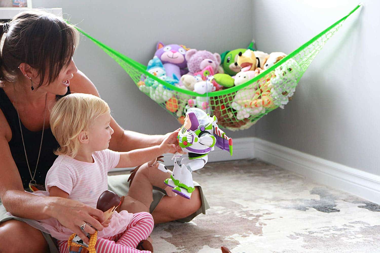 Toy storage outlet hammock