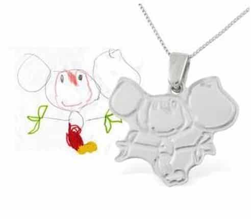 sterling silver pendent featuring kids artwork