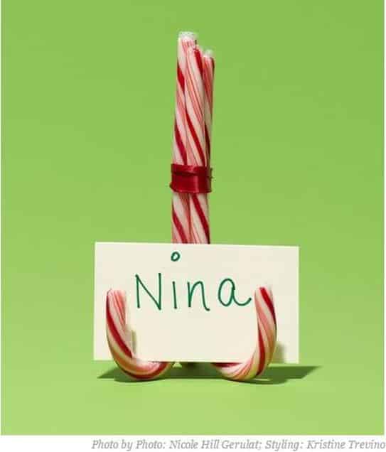 candy cane name card holder for christmas