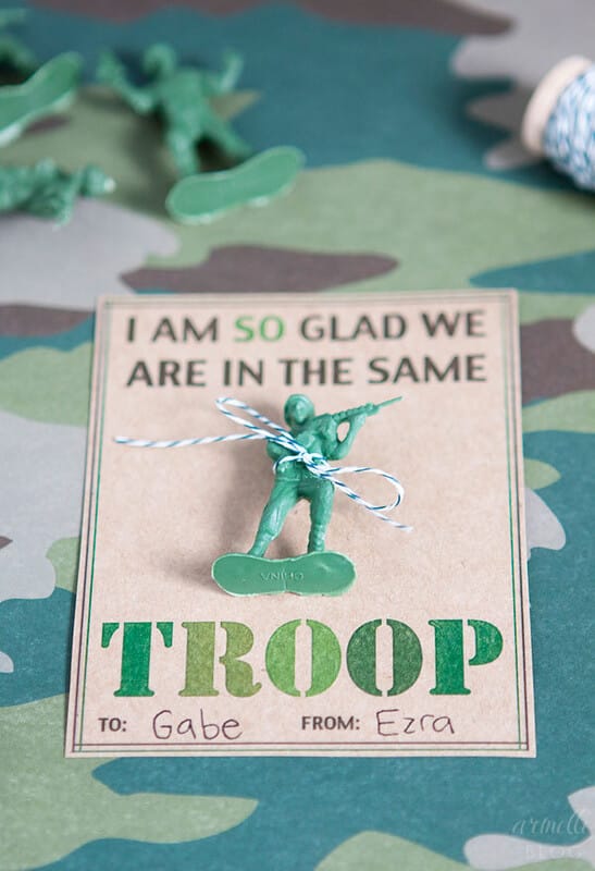 I am so glad we are in this same troop valentine's card