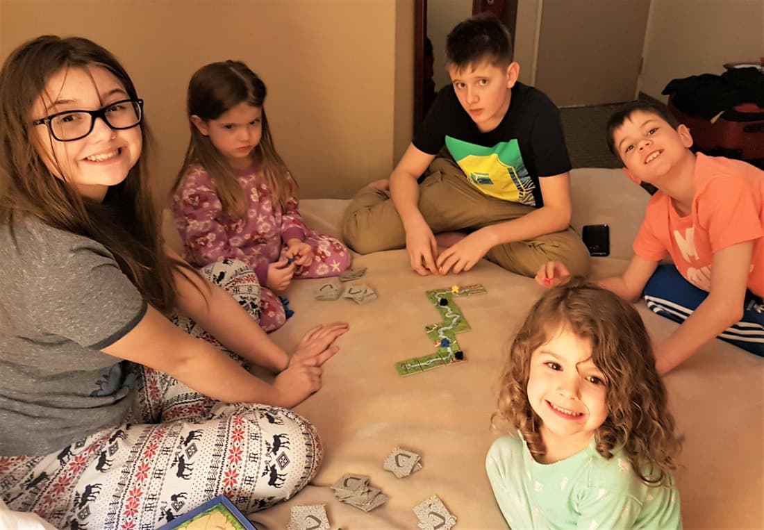 Kids playing games and puzzles