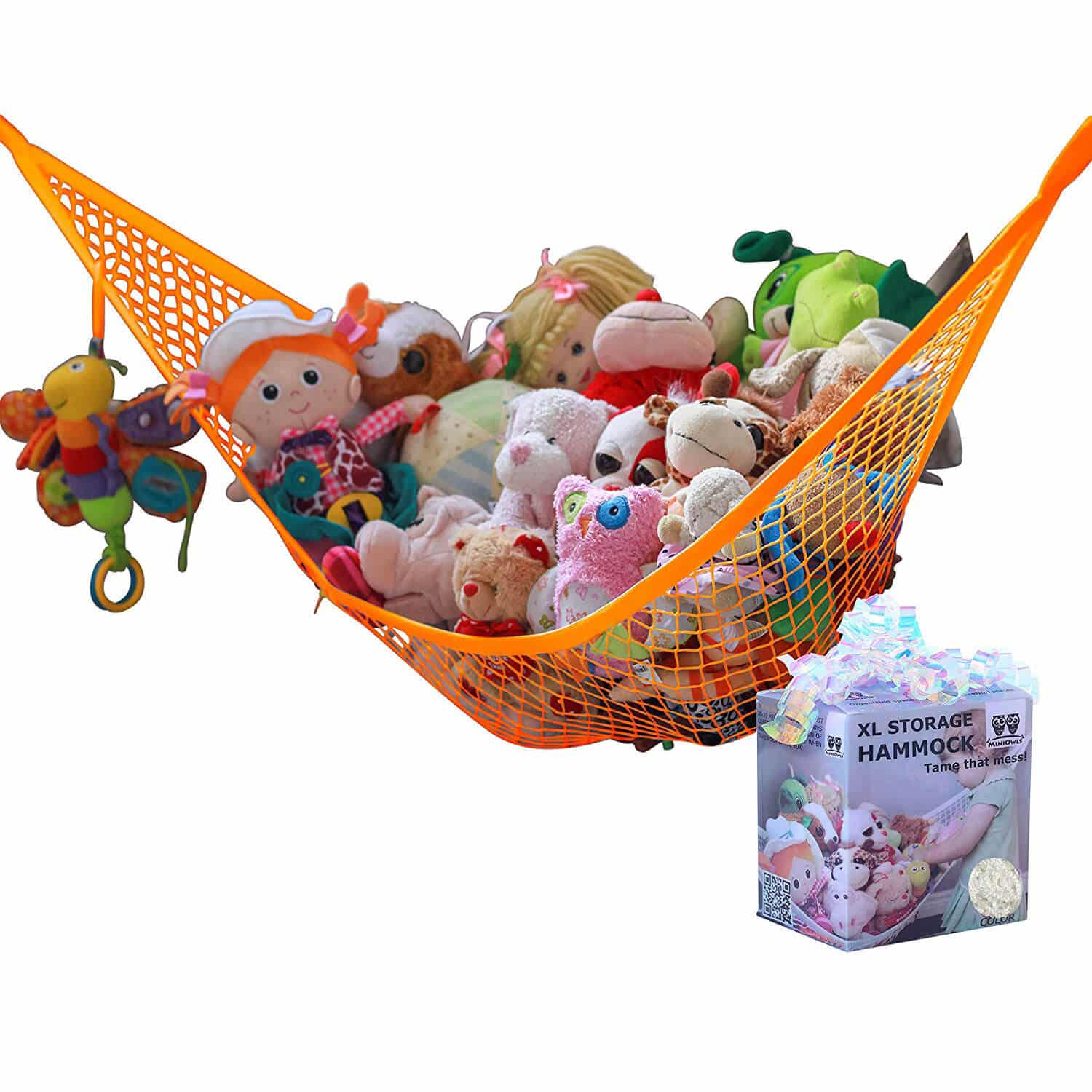 Toy Storage Hammock Orange - MiniOwls Toy Storage Solutions