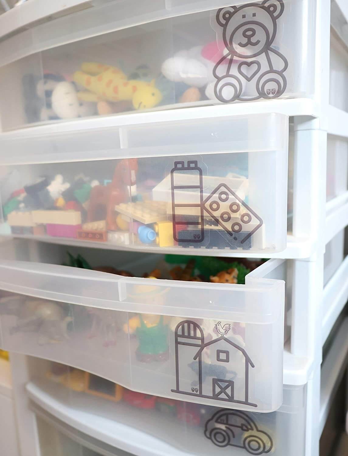 toy labels for storage organizers