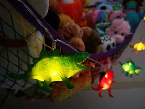 Changing Into a Multicolor Fun for Boy’s Bedroom Playroom MiniOwls Dinosaur LED String Lights Perfect for Toy Storage Hammock 4.9 ft Long 2xAA Battery Operated NOT Included 10 Soft Silicon Covers 