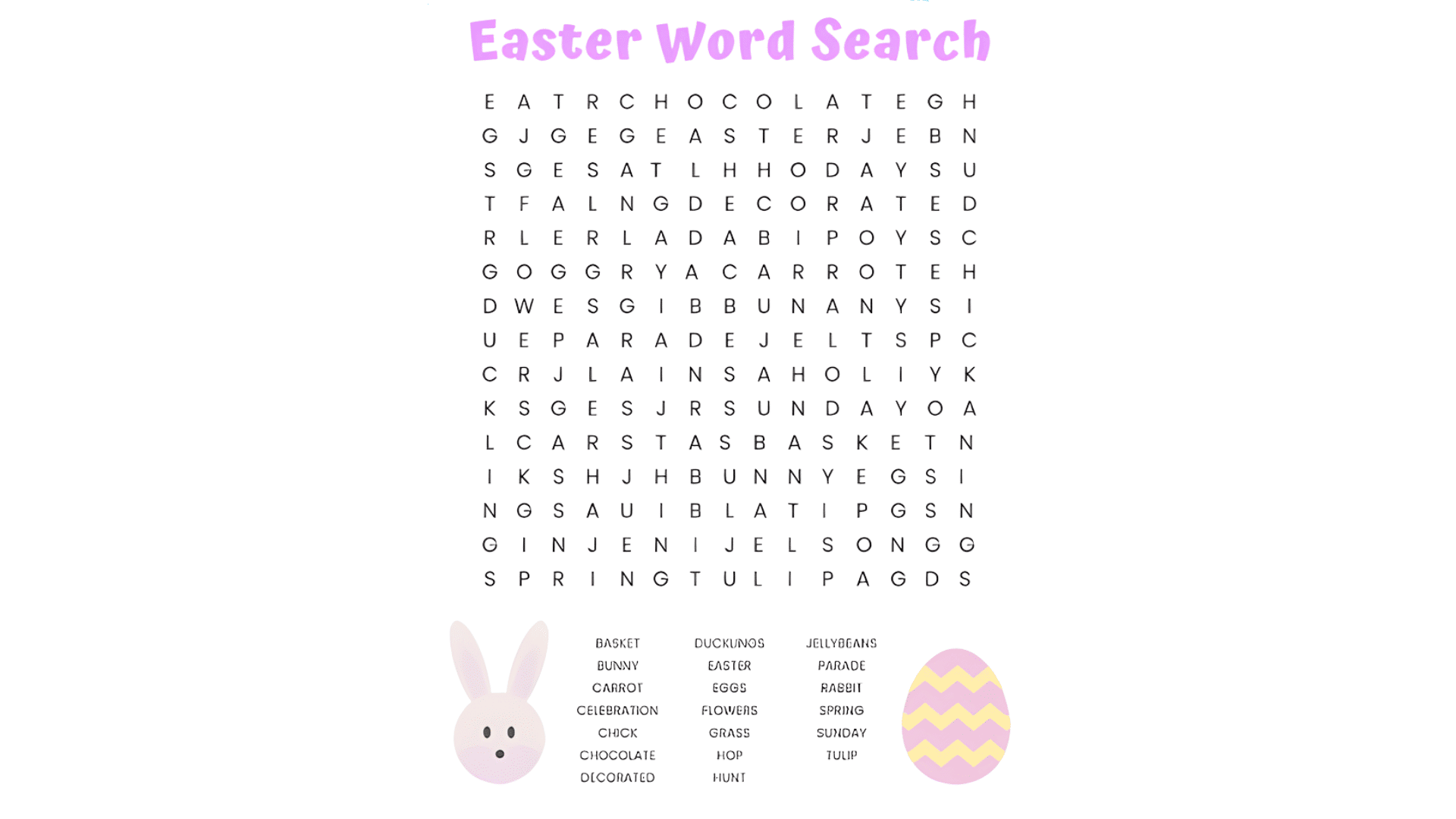 easter vocabulary word search