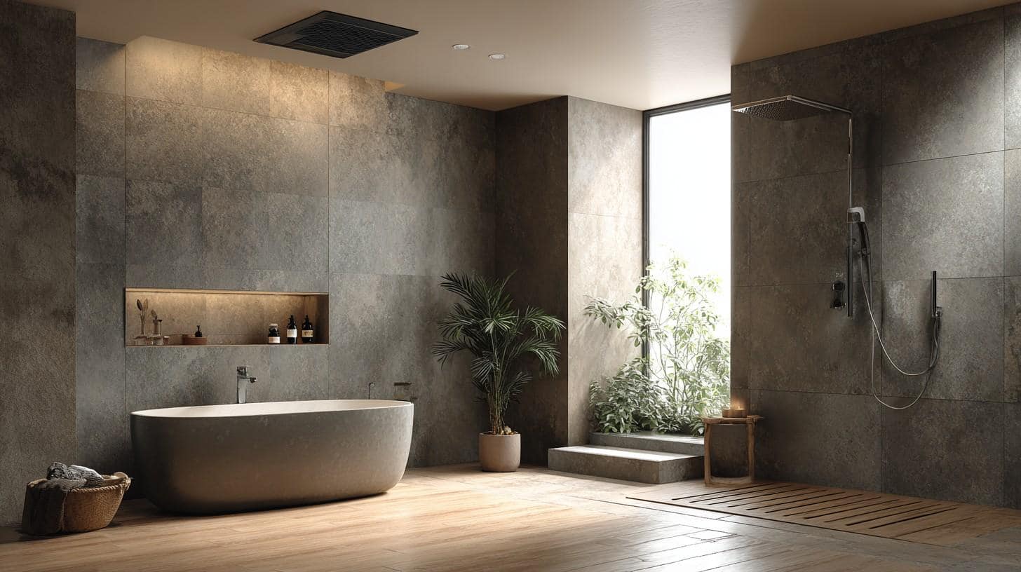 Japanese wet-room bathroom with drying vent system keeping the space fresh