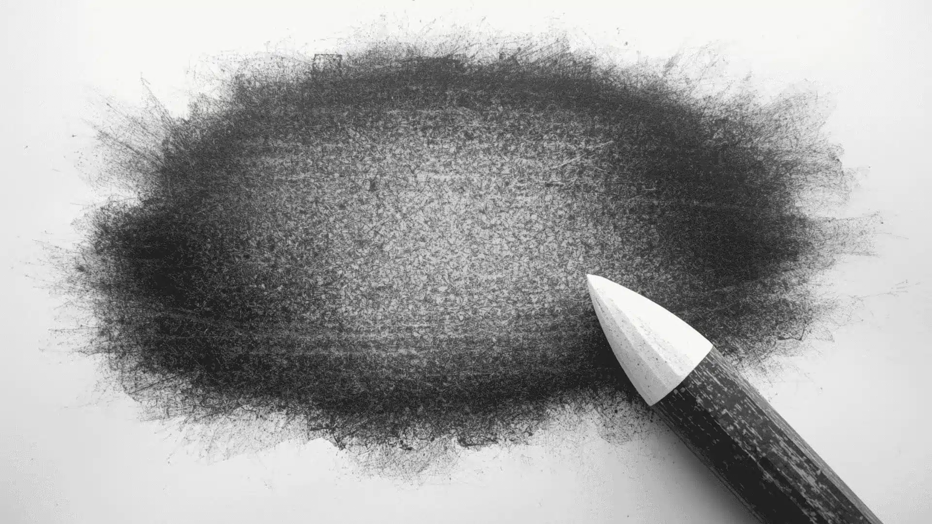 Charcoal tone lifted to create bright highlights using a kneaded eraser shaped to a fine point