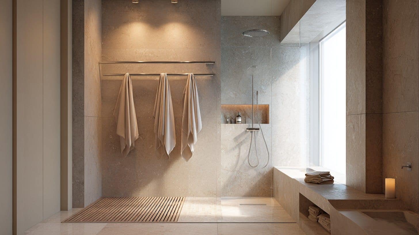 Japanese bathroom with ceiling drying rod.