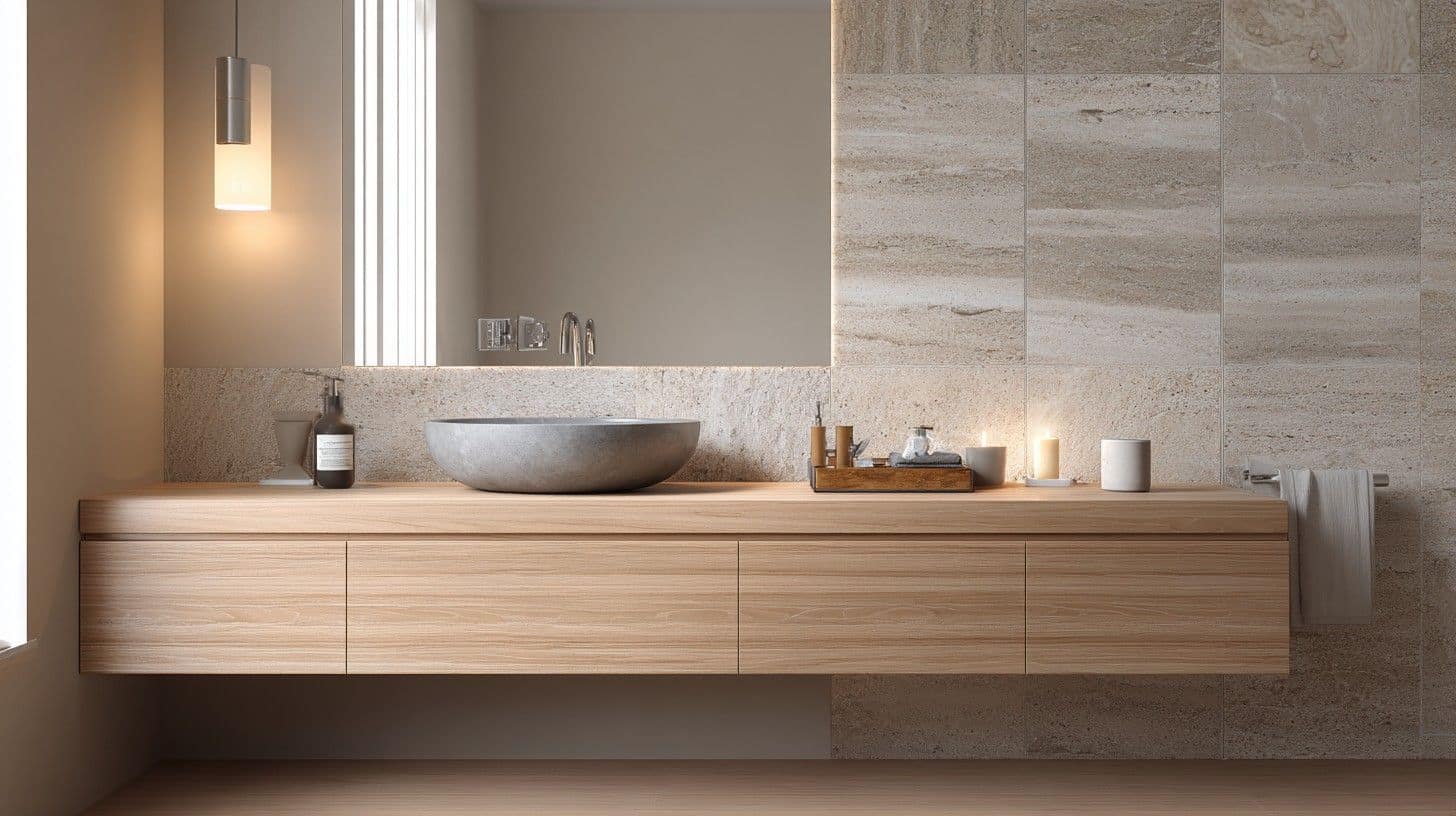 Minimal vanity with one daily tray to keep the look minimal and clean