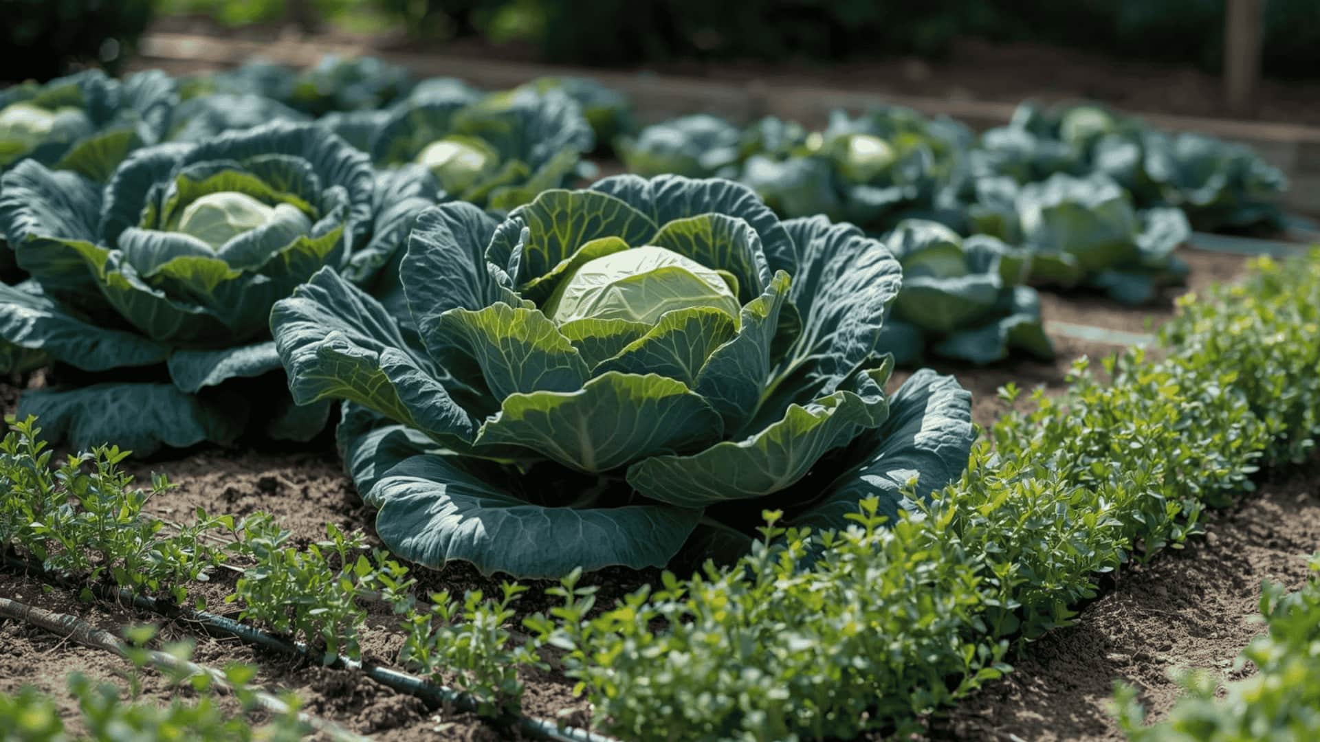Oregano is edging a brassica bed