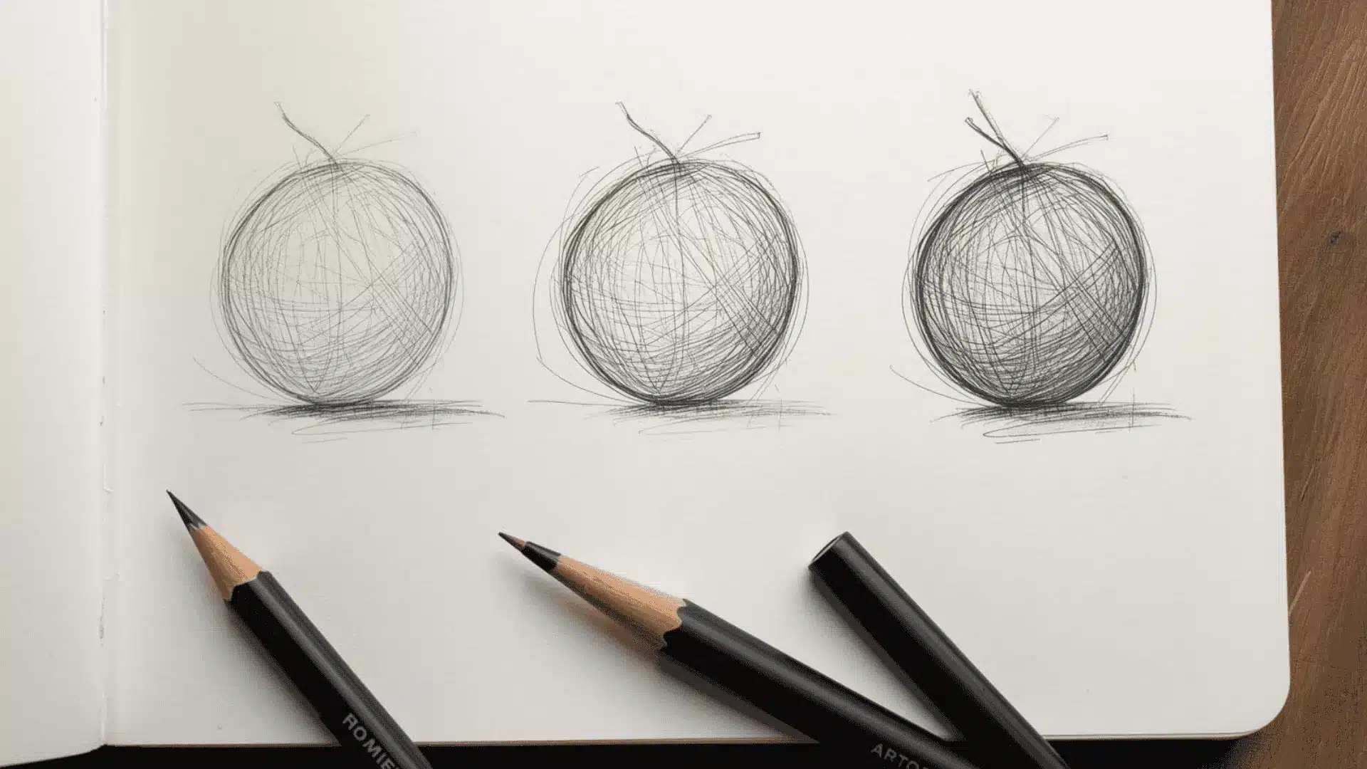 Same subject drawn three ways using thin, bold, and broken energetic lines to show different moods