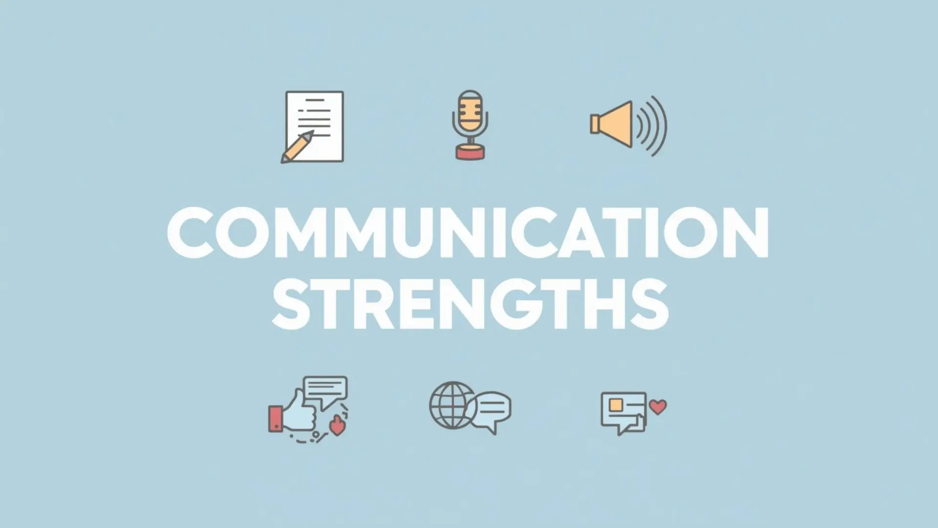 Visual representation of communication strengths- Written Communication, Public Speaking : Verbal Communication, Active Listening, Multilingual Ability, and Constructive Feedback