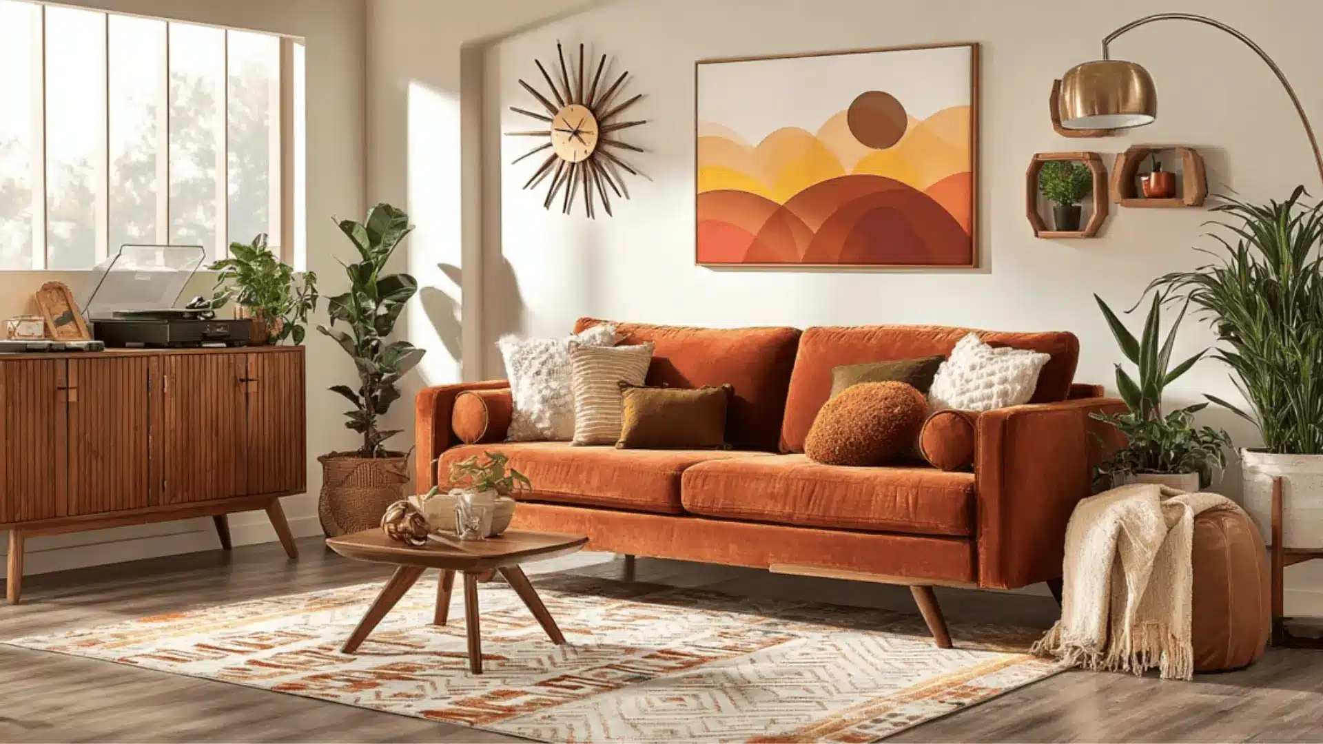 a retro 70's living room