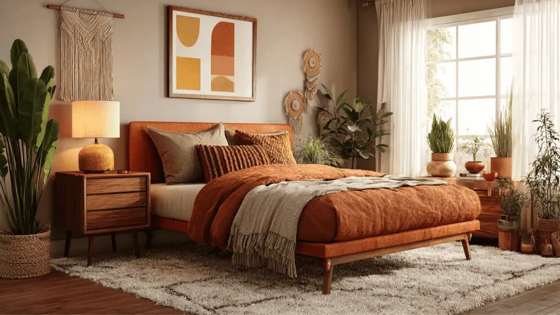 a retro styled bedroom