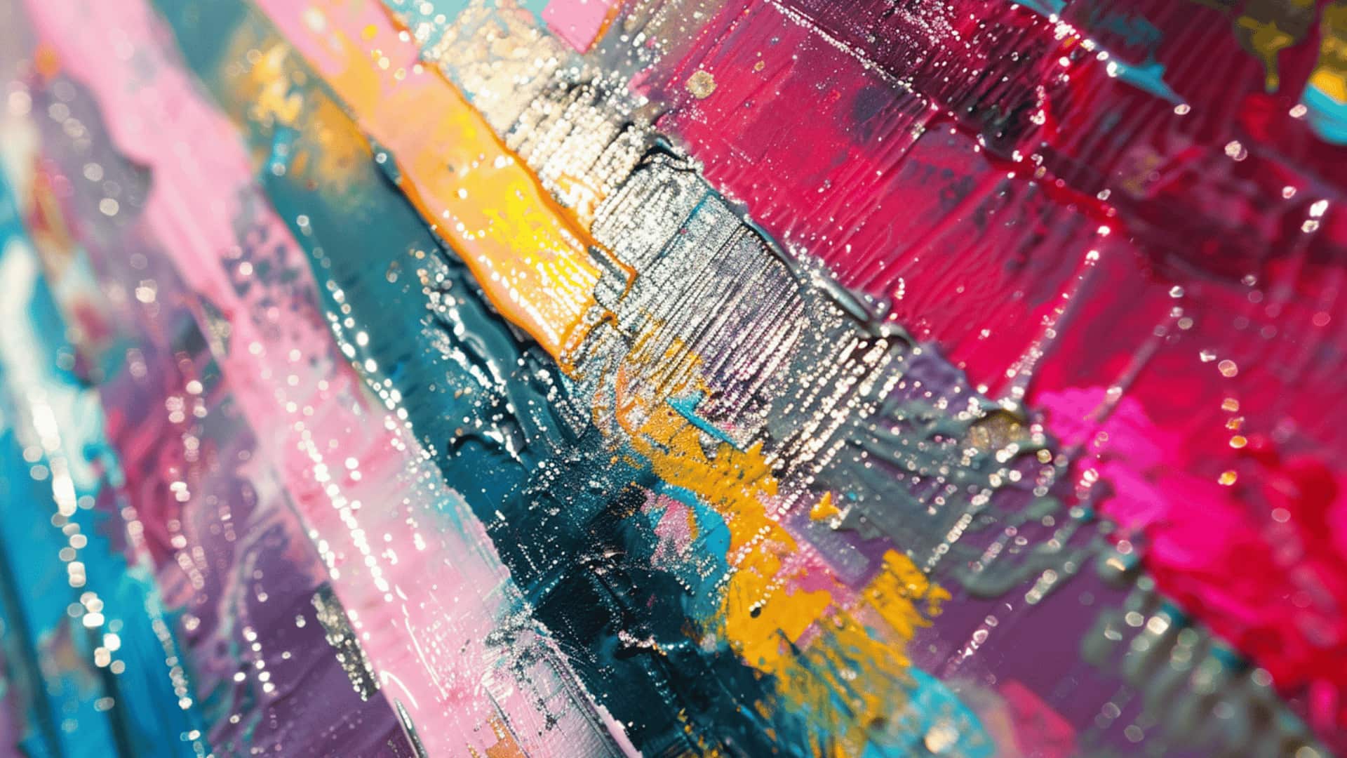 Glossy resin-coated mixed media art with layered acrylic paint and collage elements.