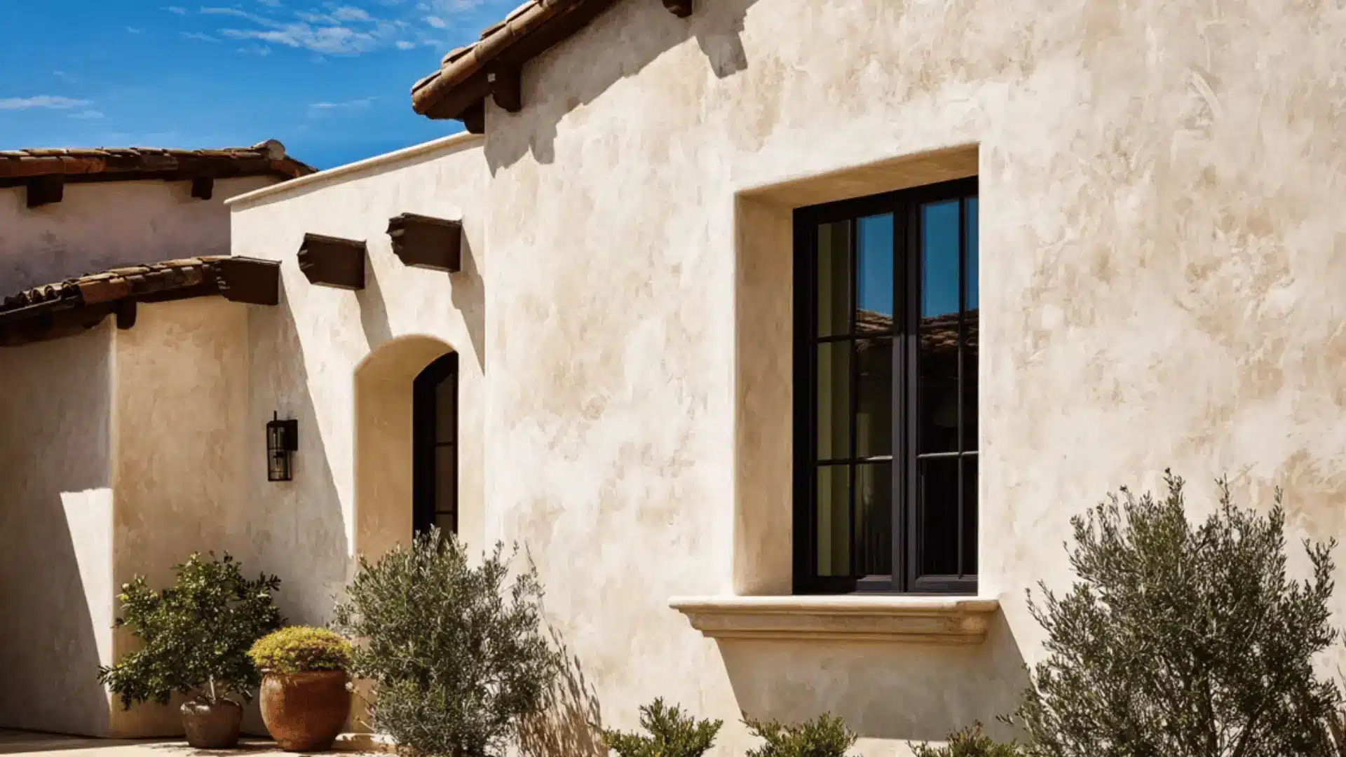 a stucco wall in light colours