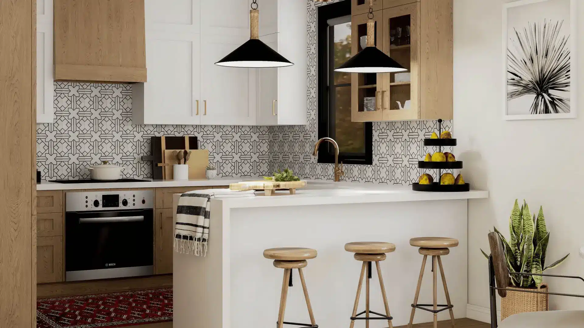 a bar height kitchen counter 