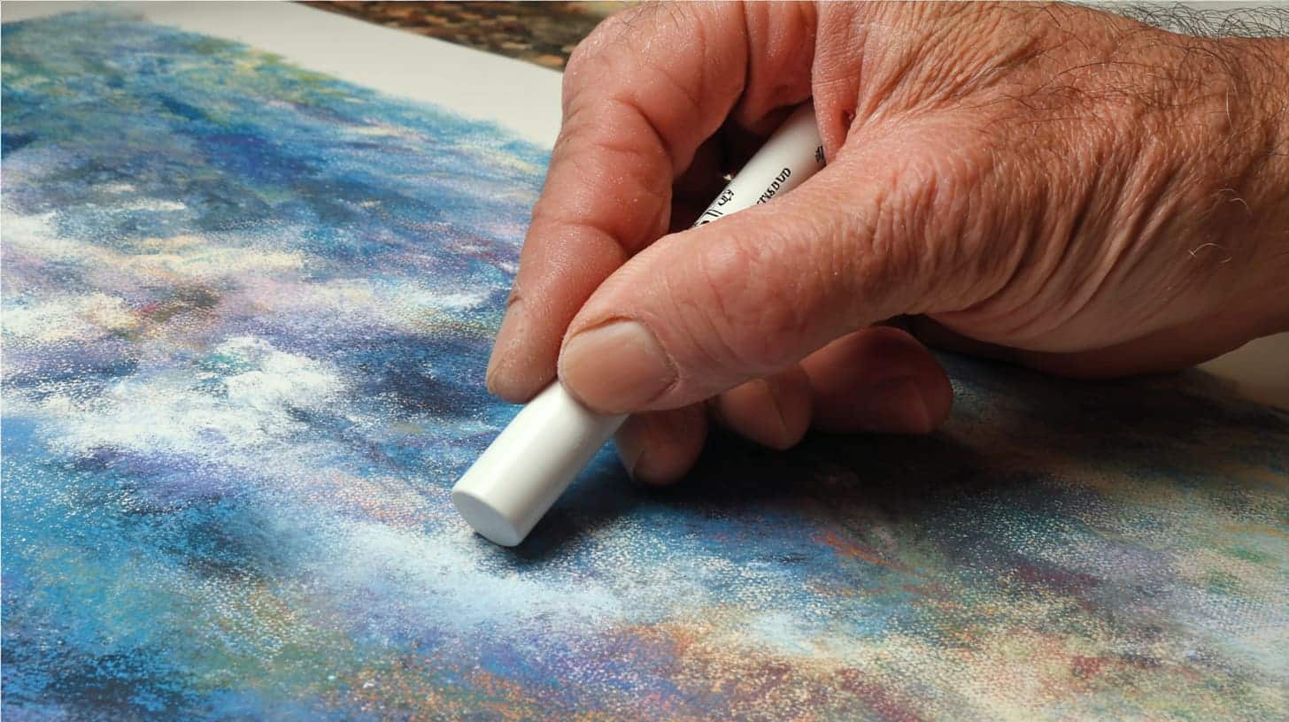 A oil pastel portrait enhanced by light color pastel 