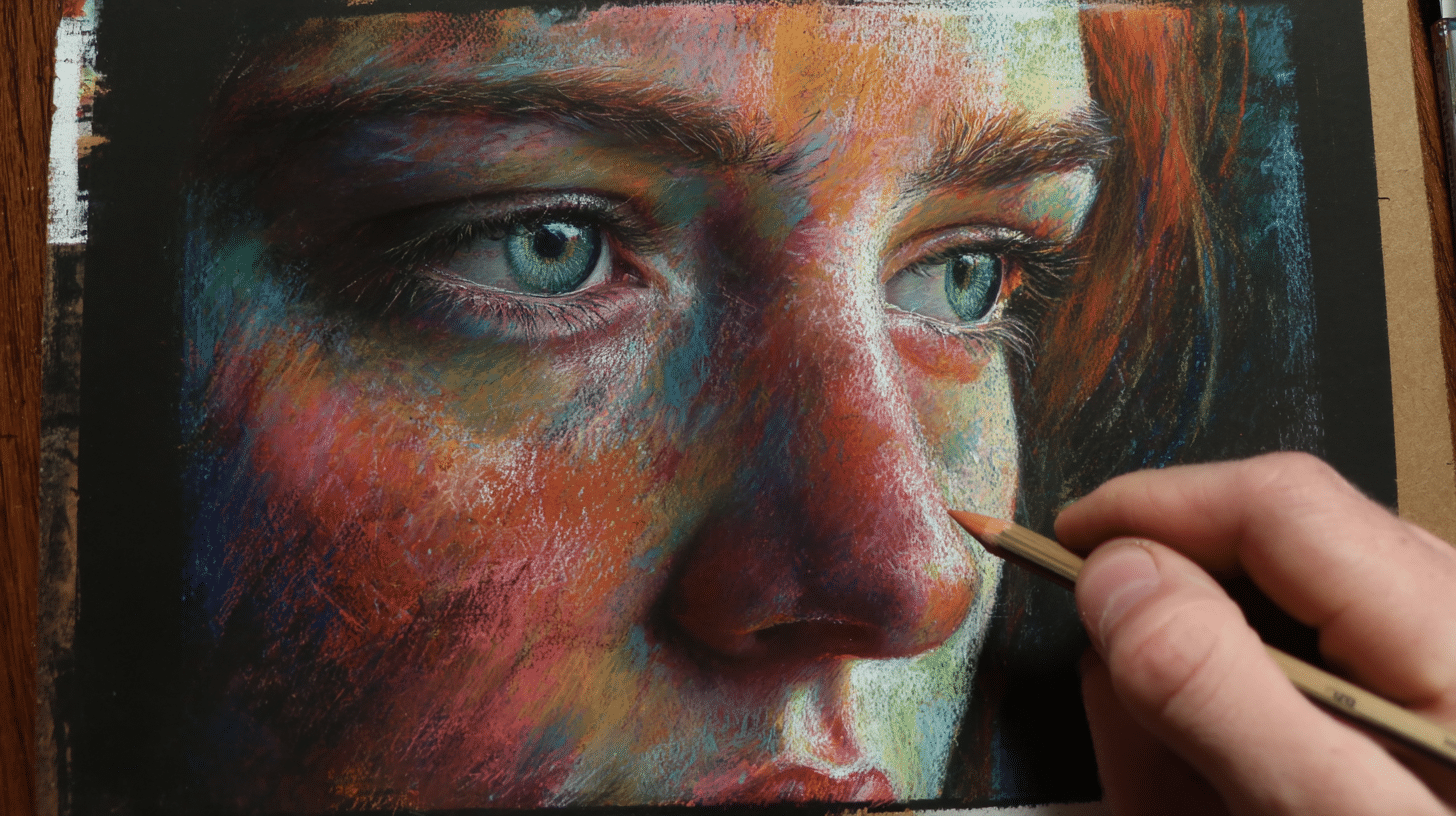 portrait painting being made