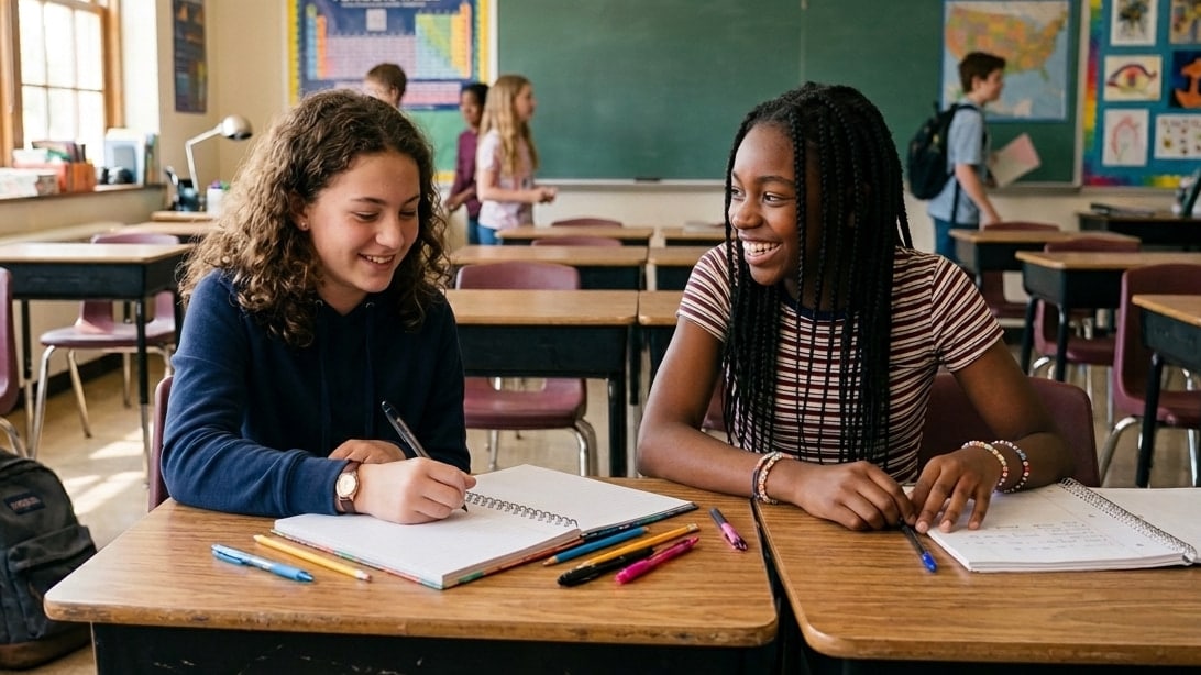 two friends in the break time